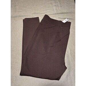 NWT Talbots Chocolate Brown Straight Leg Pull On Pants XL NEW Travel Holidays